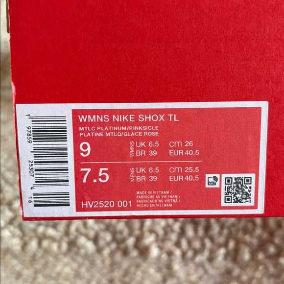 New in box Women’s Nike Shox TL Sz 9 men’s 7.5 - Picture 5 of 5